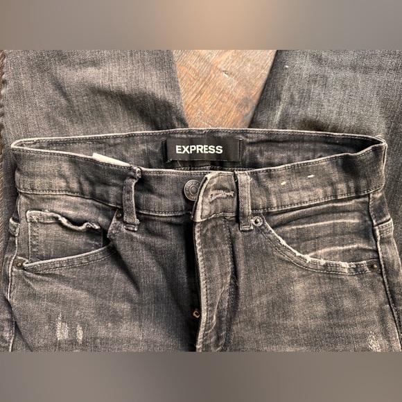 Revolve high rise black distressed jeans with ankle slit - Picture 6 of 7